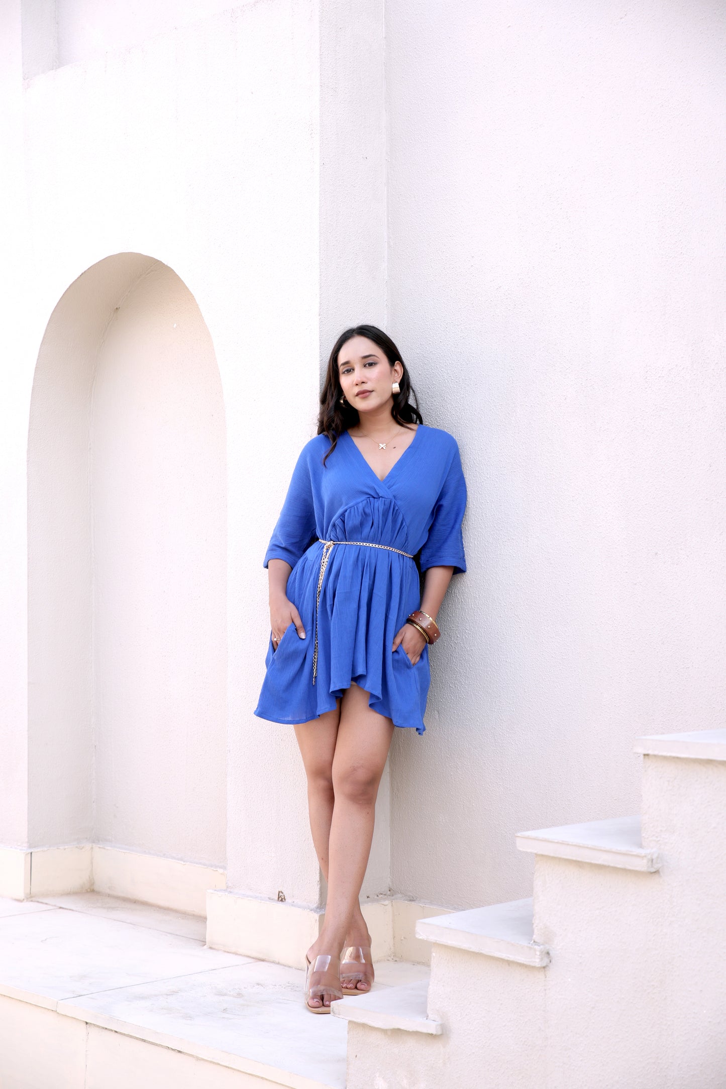 Boho Blue Mini Dress