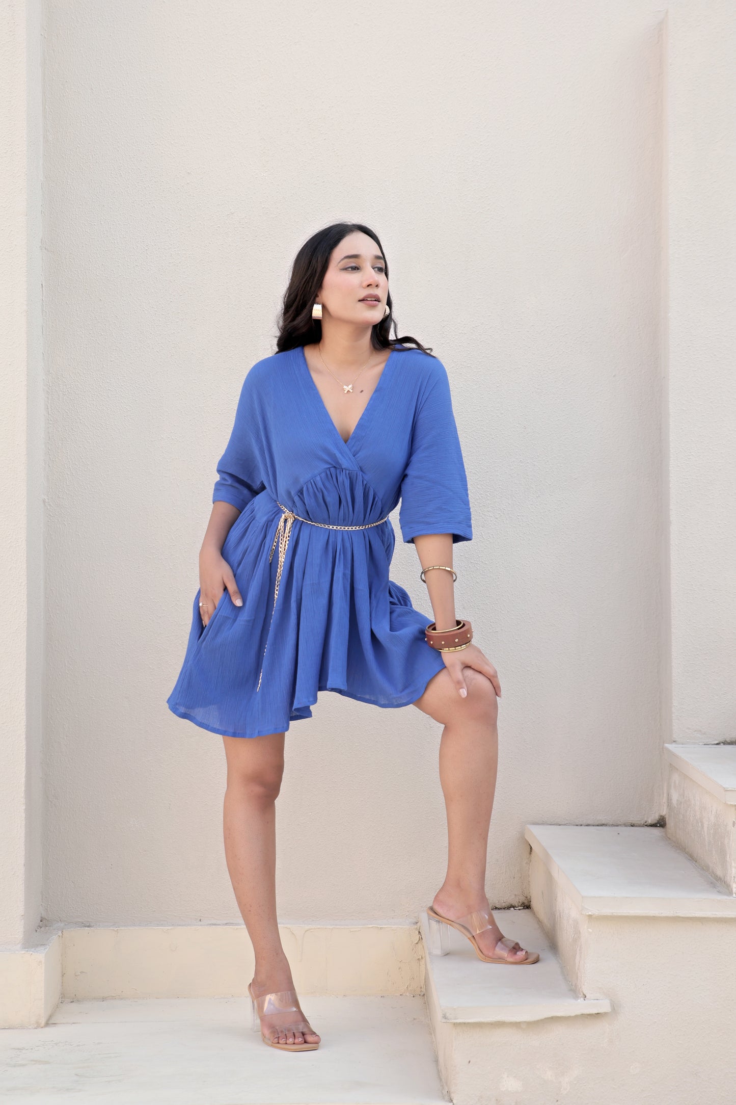 Boho Blue Mini Dress