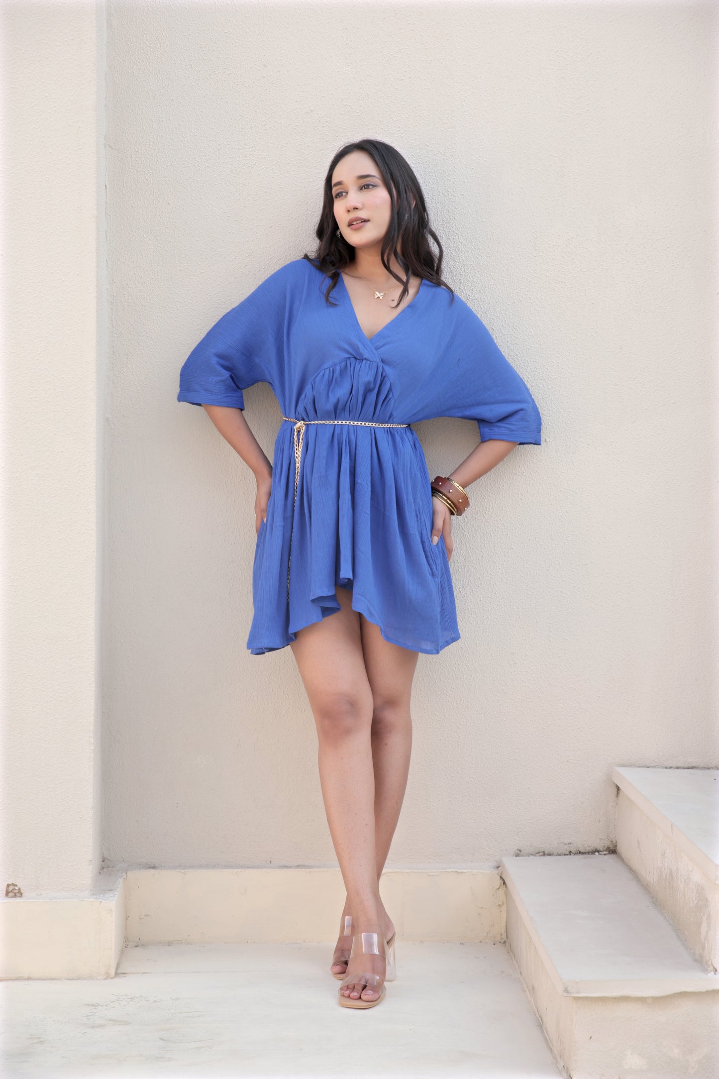 Boho Blue Mini Dress